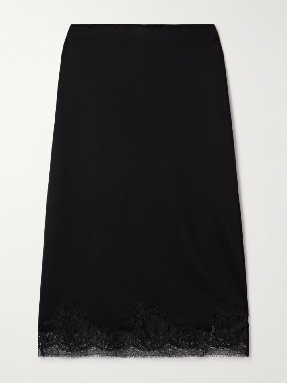 The Row Black Lace-Trimmed Midi Skirt